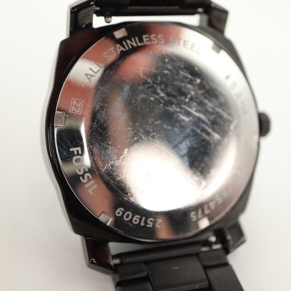 Fossil Machine Men's 42mm Date Watch FS5393 Black Stainless Steel w New Battery - Picture 11 of 11